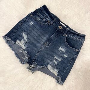 BLUE SAVVY High Rise Distressed Jean Shorts
